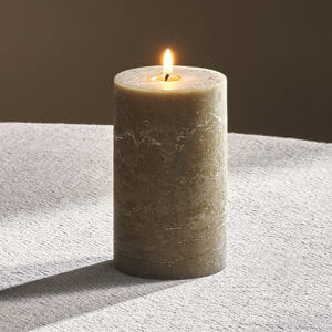 Nkuku Rustic Soy Blend Pillar Candle Olive Small